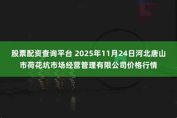 股票配资查询平台 2025年11月24日河北唐山市荷花坑市场经营管理有限公司价格行情